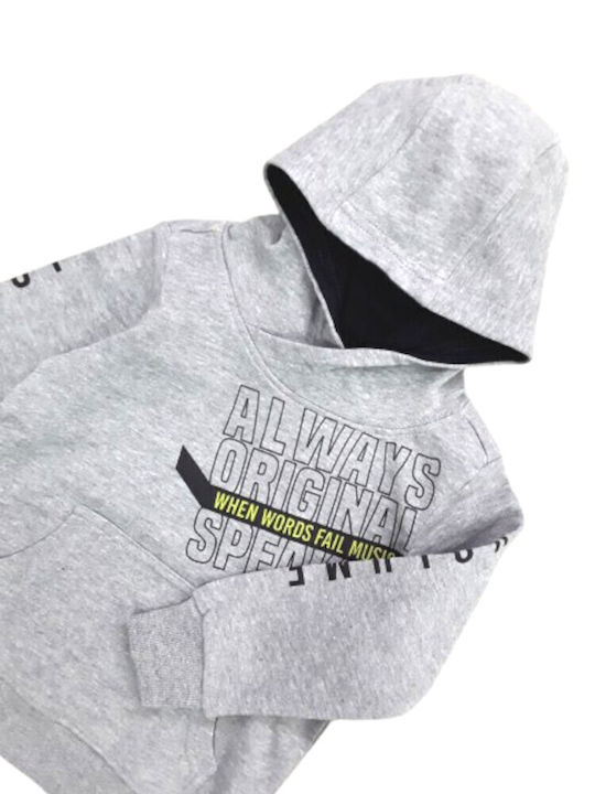 Kids Sweatshirt with Hood and Pockets Grey
