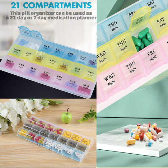 Cute Puffy Organizer Medications Vitamins Supplements Three Compartments Per Day