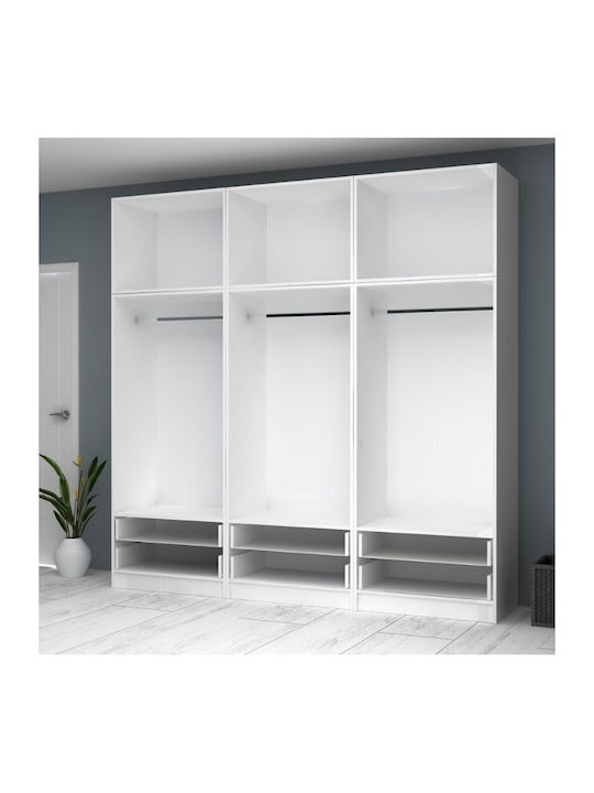 Ricardo Εξάφυλλη Ντουλάπα με Πατάρι Λευκό 240x51.8x240cm