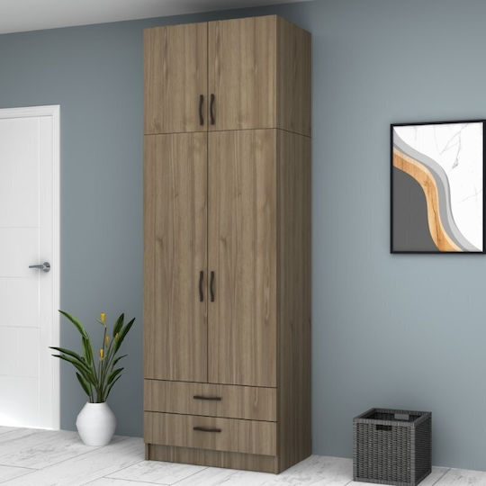 Doppeltür Kleiderschrank Ricardo mit Aufsatz Walnut 80x51.8x240cm