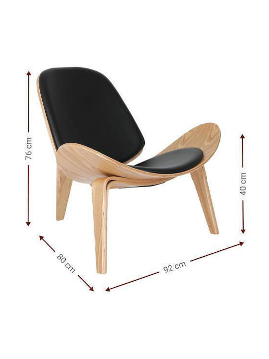 Edgar Armchair from Leatherette Black 92x80x76cm