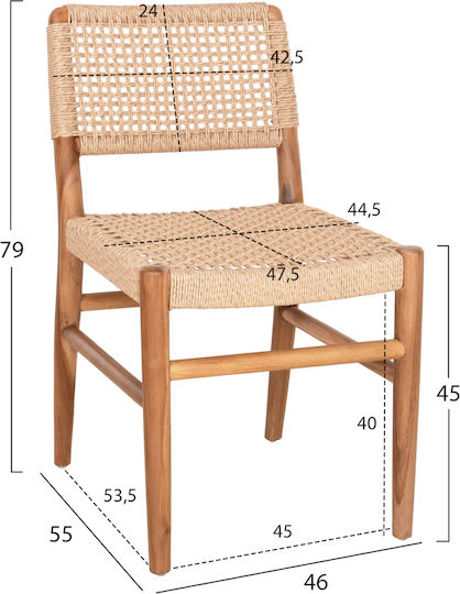 Καρέκλα Rosco Φυσικό-σχοινί Μπεζ 46x55x79εκ. Καρέκλα Rosco Φυσικό-σχοινί Μπεζ 46x55x79εκ.