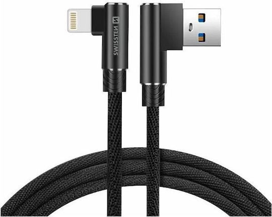 Swissten L Type Textile Universal Quick Charge 3.1 USB to Lightning Data Charging Cable 1.2m