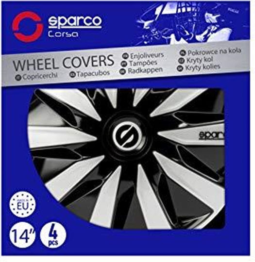 Sparco Auto Radkappen Set Lazio 4Stück 14" Schwarz/Silber