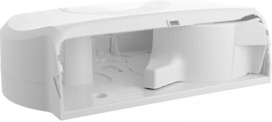 Dispenser pentru prosoape de hârtie, două role, diametru maxim 23 cm, 28.6 x 50.3 x 14.1 cm, alb transparent