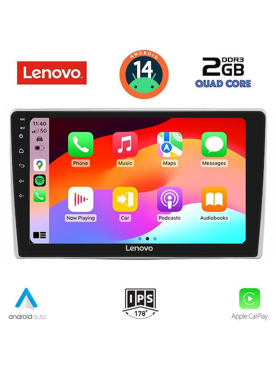 Lenovo Auto-Audiosystem für Alfa Romeo Mito 2008-2018 (Bluetooth/USB/AUX/WiFi/GPS/Apple-Carplay/Android-Auto) mit Touchscreen 9"