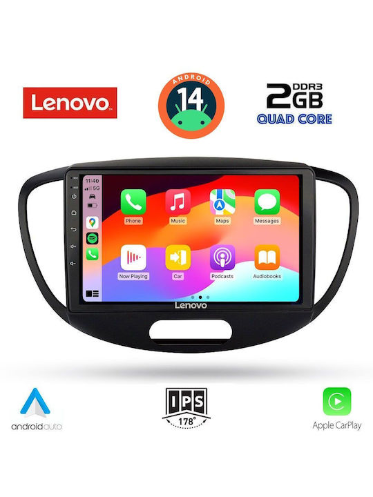 Lenovo Ηχοσύστημα Αυτοκινήτου για Hyundai i10 2008-2013 (Bluetooth/USB/AUX/WiFi/GPS/Apple-Carplay/Android-Auto) με Οθόνη Αφής 9"