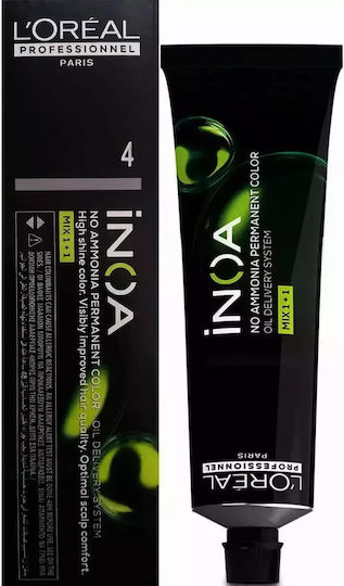 L'Oréal Professionnel Inoa Βαφή Μαλλιών Χωρίς Αμμωνία 4 Καστανό 60gr