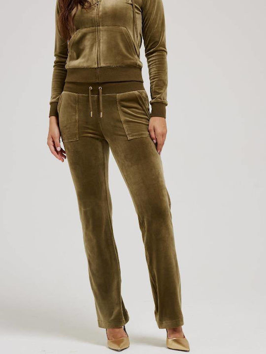 Juicy Couture Classic Долнище на анцуг Кадифе Khaki