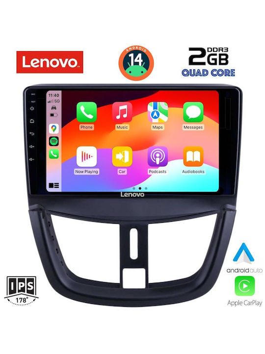 Lenovo Car Audio System for Peugeot 207 2007 (Bluetooth/USB/AUX/WiFi/GPS) with Touch Screen 9"