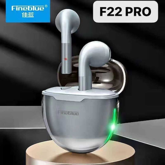 Fineblue F22 Pro Earbud Bluetooth Handsfree Earphones with Charging Case Silver