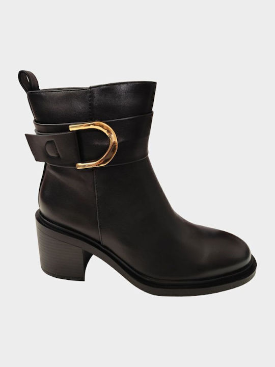 Leder Stiefeletten Damen Schwarz