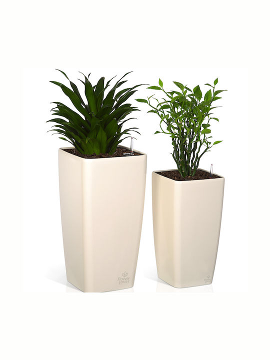 Pot Hydrostab Square Tall 22 Irrigation System Drainage Water Level Indicator 22x22x41 cm Colour Crystal White