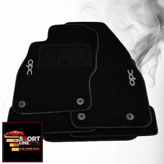 Opel Adam 2012-2019 Teppichmatten Sport Line Schwarz mit Grauer Naht Graue Stickerei Opc Set aus 4 Teilen