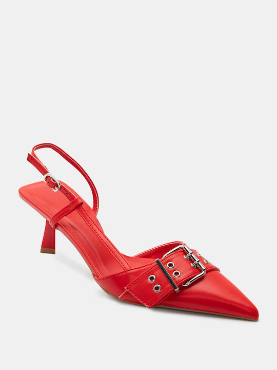 Luigi Synthetic Leather Pointed Toe Red Medium Heels