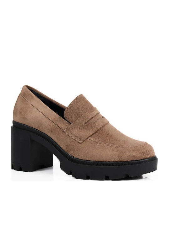 Ligglo Suede Γόβες με Μεσαίο Τακούνι Animal Print