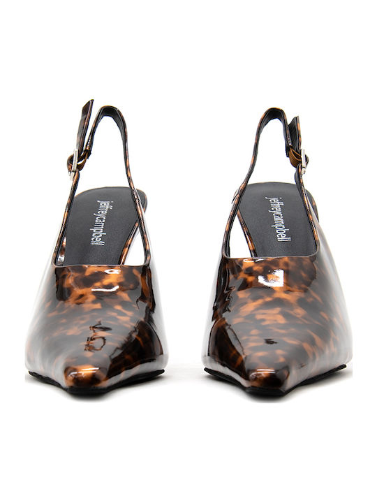 Leather Brown High Heels with Strap