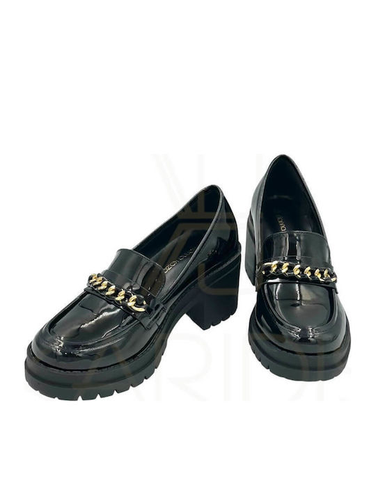 Leder Pumps mit mittelhohem Absatz Schwarz