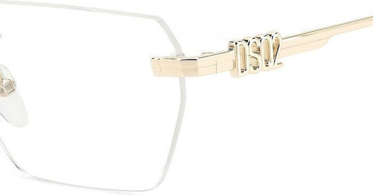 Dsquared2 Metal Eyeglass Frame Gold D2 0102 3YG