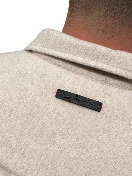 Langärmeliges Denim Overshirt Beige