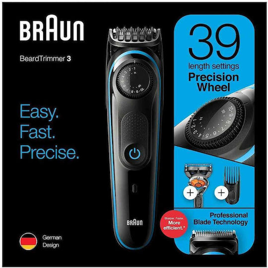Braun Σετ Επαναφορτιζόμενης Κουρευτικής Μηχανής Black/Blue BT3240