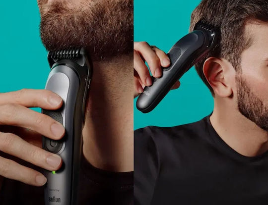 Braun All-in-one Style Kit Series 7 Σετ Επαναφορτιζόμενης Κουρευτικής Μηχανής Καφέ MGK7420