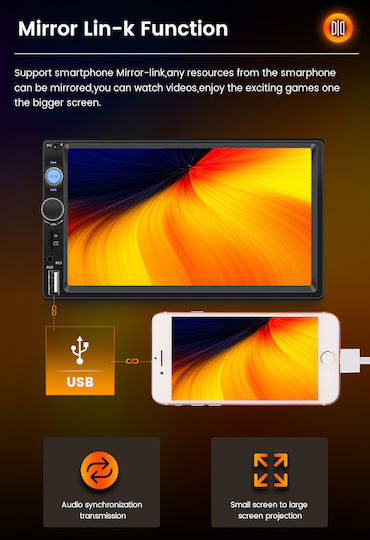 Carmedia Ηχοσύστημα Αυτοκινήτου 2DIN (Bluetooth/USB) με Οθόνη Αφής 6.2"