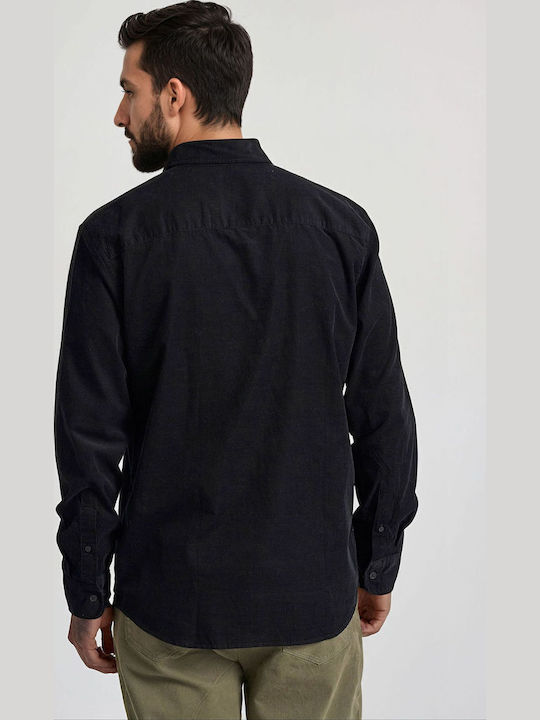 Long-sleeved Corduroy Shirt Black