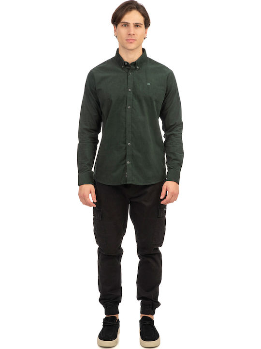 Long-sleeved Corduroy Shirt Dark Green