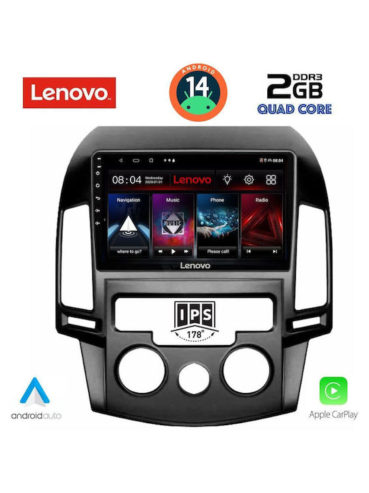 Lenovo Car Audio System for Hyundai i30 2007-2012 with A/C (Bluetooth/USB/AUX/WiFi/GPS) with Touch Screen 9"