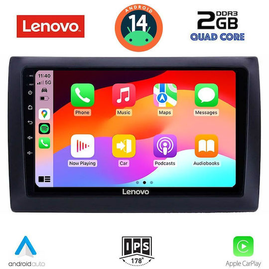 Lenovo Auto-Audiosystem für Fiat Stil 2001-2007 (Bluetooth/USB/AUX/WiFi/GPS/Apple-Carplay/Android-Auto) mit Touchscreen 9"