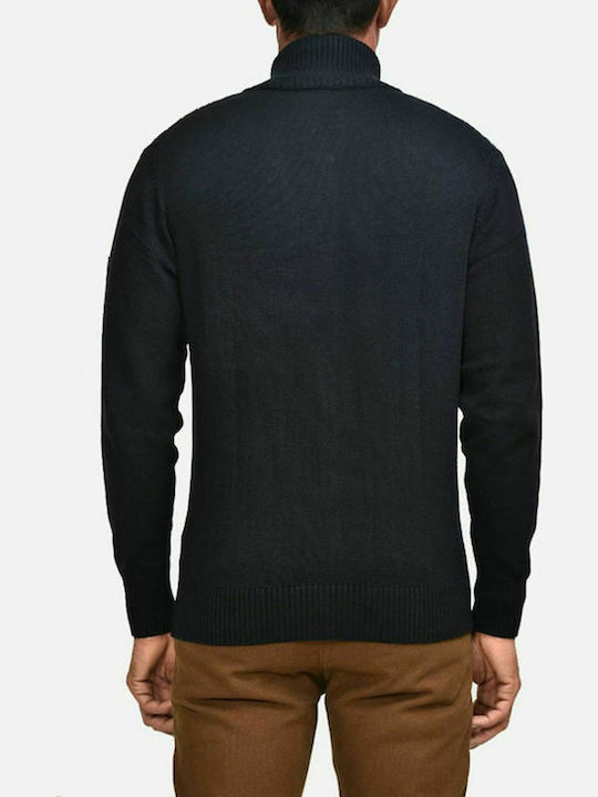 The Bostonians Men's Knitted Cardigan with Zipper Navy Blue