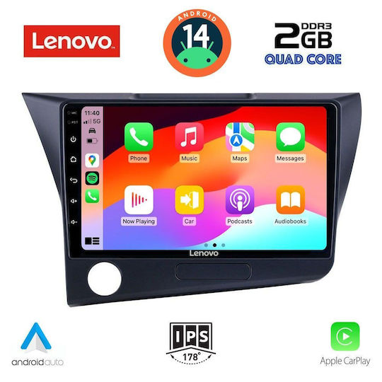 Lenovo Car Audio System for Honda CR-Z 2010-2016 Bluetooth USB AUX Wi-Fi GPS Apple CarPlay Android Auto with 9-Inch Touch Screen