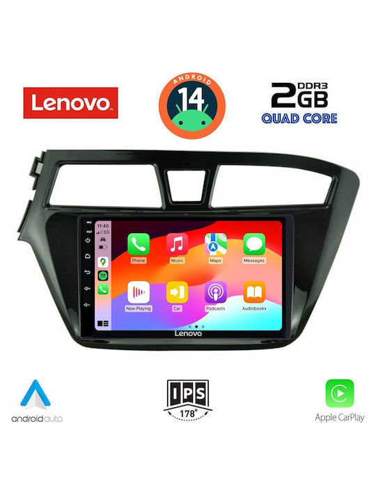 Lenovo Ηχοσύστημα Αυτοκινήτου για Hyundai i20 2014-2019 (Bluetooth/USB/AUX/WiFi/GPS/Apple-Carplay/Android-Auto) με Οθόνη Αφής 9"