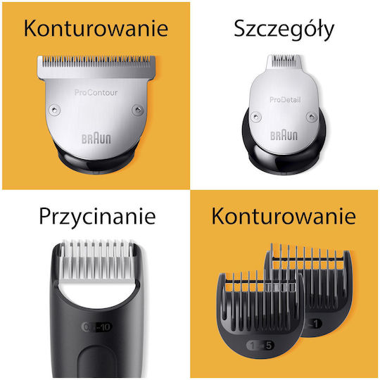 Braun Επαγγελματικό Σετ Επαναφορτιζόμενης Κουρευτικής Μηχανής Γκρι BT9420