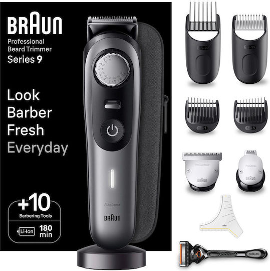 Braun Επαγγελματικό Σετ Επαναφορτιζόμενης Κουρευτικής Μηχανής Γκρι BT9420