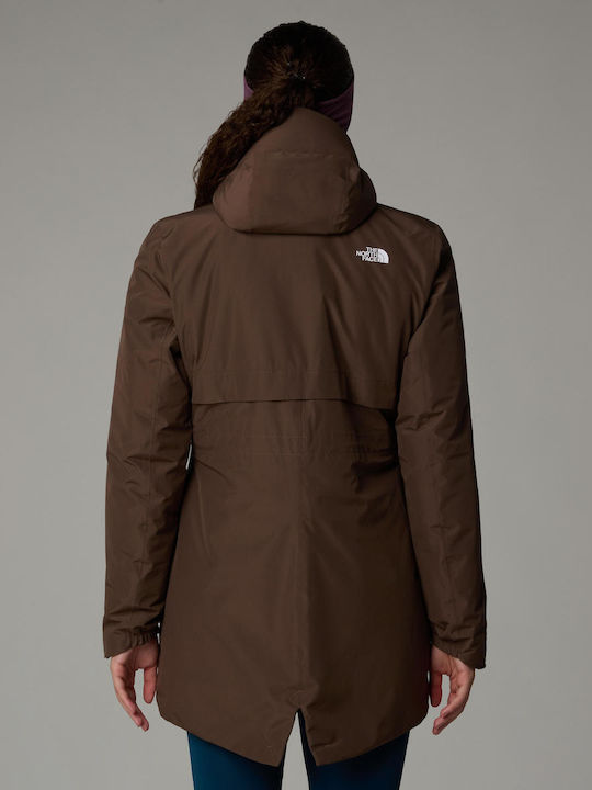 Hikesteller Insulated Women's for Hiking Long Parka Jacket Waterproof for Winter with Hood Smokey Brown