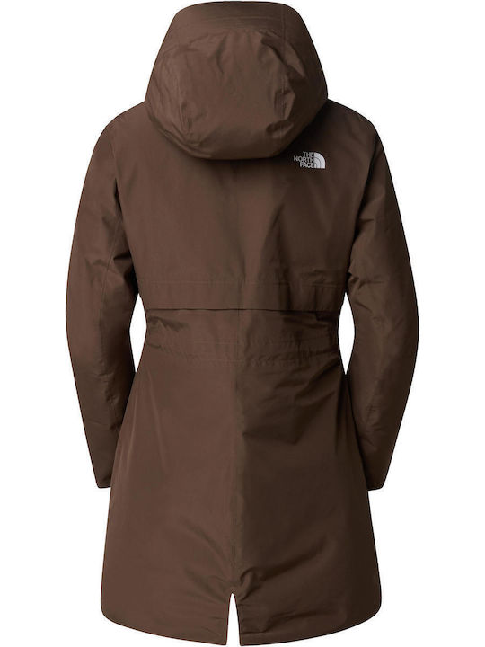 Hikesteller Insulated Women's for Hiking Long Parka Jacket Waterproof for Winter with Hood Smokey Brown