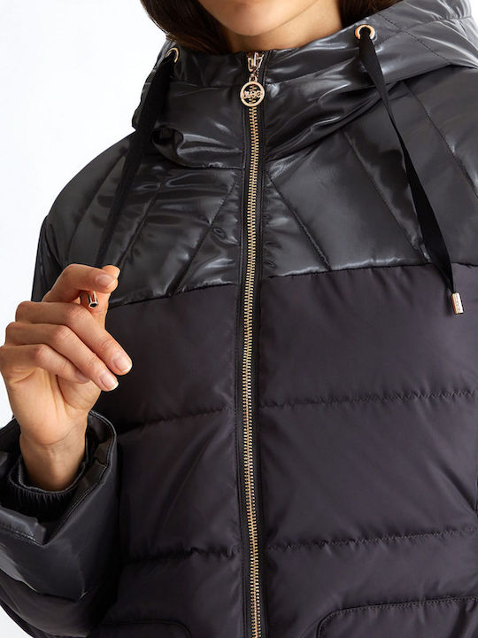 Magnete Kurz Damen Puffer Jacke für Winter Dark Grey