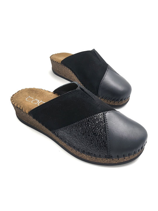 Anatomical Leather Women's Slippers Black