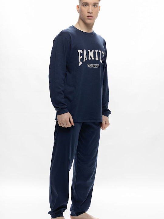 Galaxy Men's Winter Cotton Pajamas Set Marine