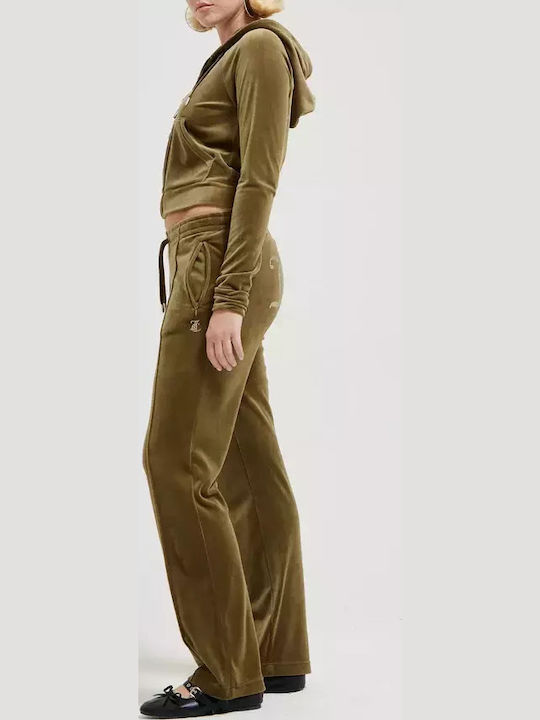 Diamante Tina Sweatpants Velvet Khaki