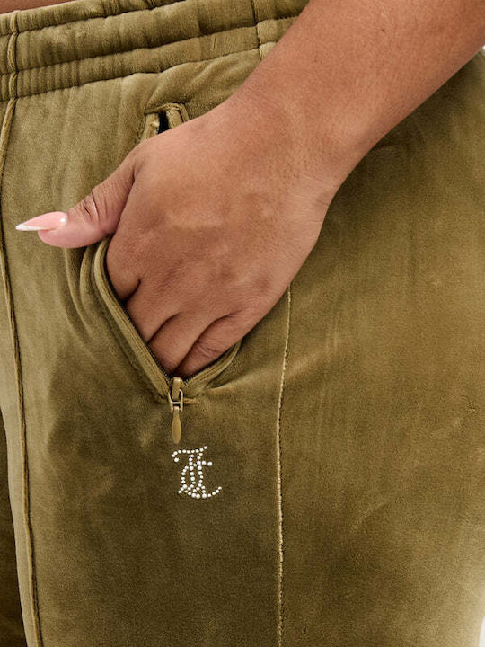 Diamante Tina Sweatpants Velvet Khaki