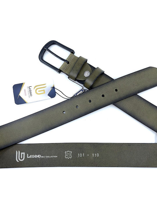 Wide Men's Belt Leather Green