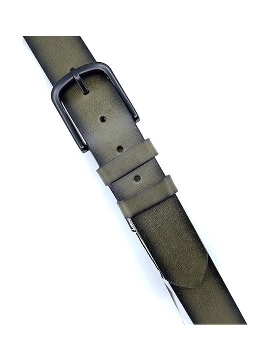Wide Men's Belt Leather Green