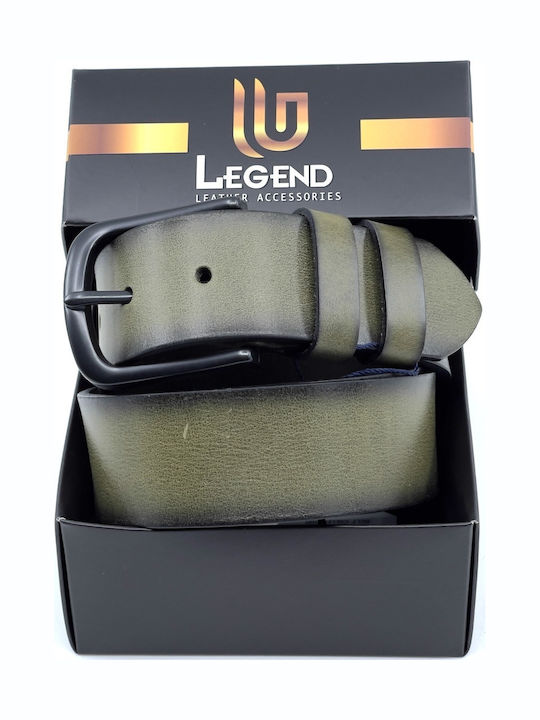 Wide Men's Belt Leather Green