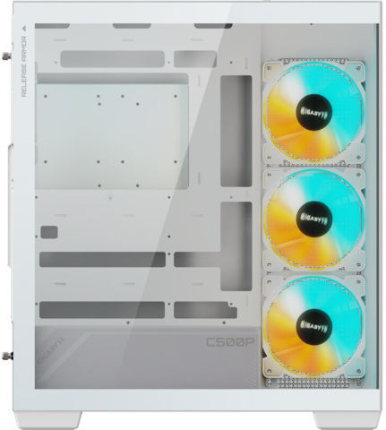 Gigabyte C500 Panoramic Gaming Midi Tower Computer Case with Side Window and RGB Lighting Ice