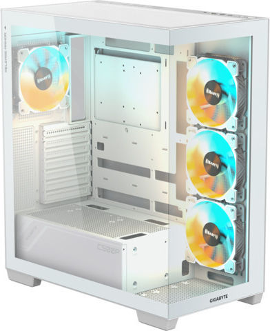Gigabyte C500 Panoramic Gaming Midi Tower Computer Case with Side Window and RGB Lighting Ice