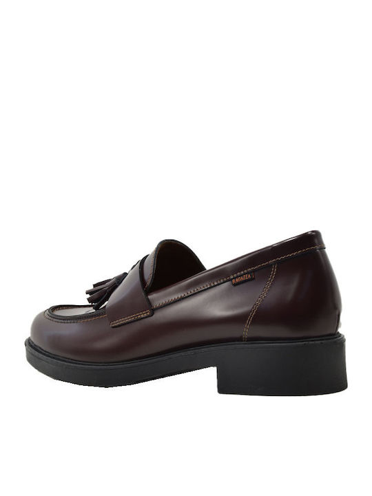 Leather Women's Loafers in Burgundy Color