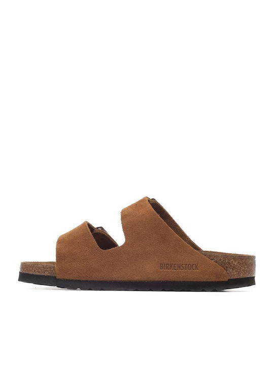 Arizona Leather Women's Flat Sandals Tabac Brown Narrow Fit
